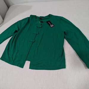 Cable & Gauge Preppy Green Crop Cardigan - M